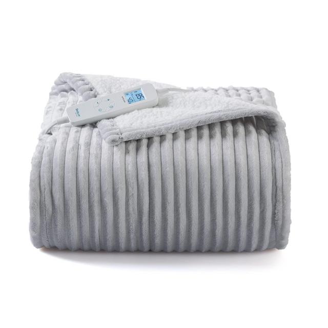 Bedsure Heated Blanket Electric Blanket - Electric Throw with 6 Heating Levels 4 Hours Auto Off Heating Blanket, ETL Certificated, 50x60 inches, Light Grey