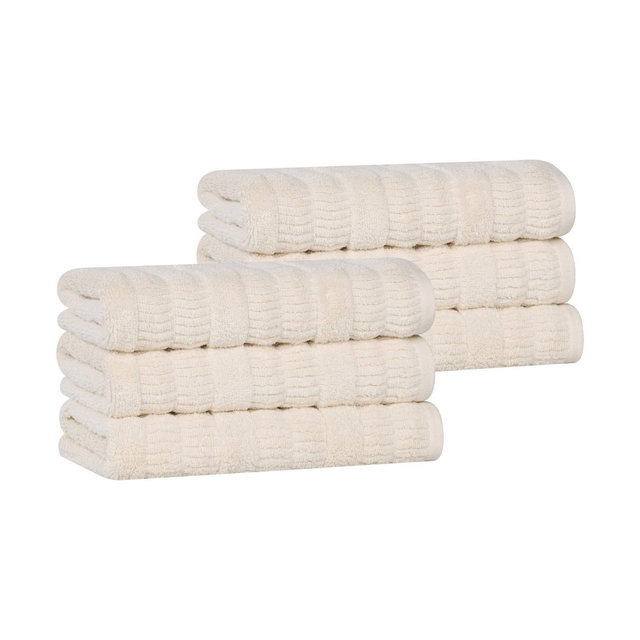 Smart Twist Viscose Cotton Blend Medium Weight Solid Hand Towels, Set of 6, Ivory - Blue Nile Mills