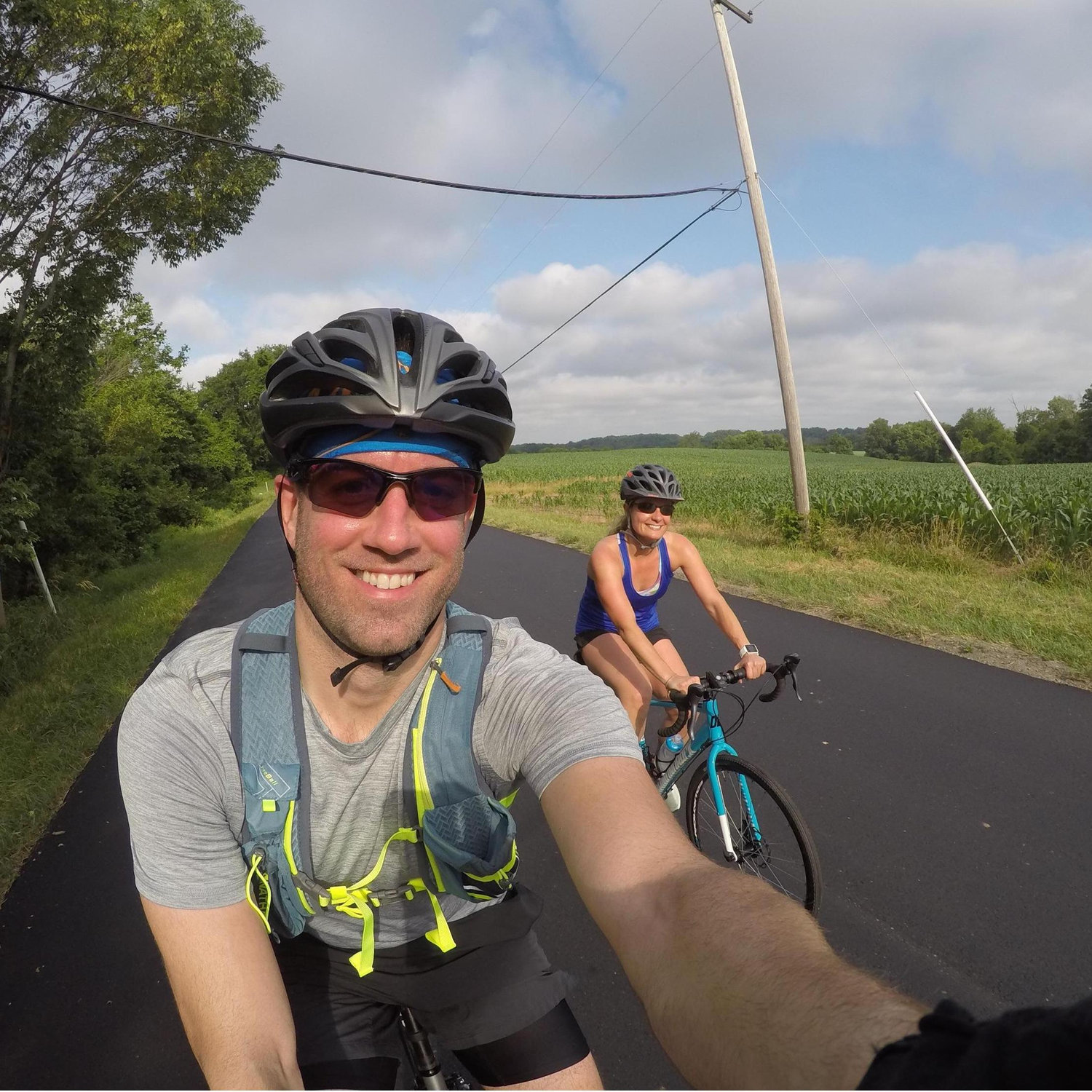 We LOVE to bike together! One of our many run then bike adventures!