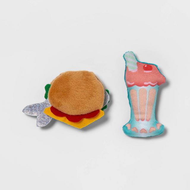 Match to Scratch Fish Burger and Milkshake Cat Toy - 2pk - Boots & Barkley™