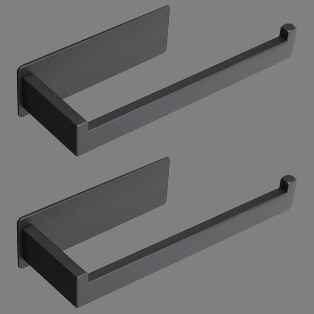 Vanloory Hand Towel Holder, Strong Self Adhesive Hand Towel Ring, Thicken SUS304 Stainless Steel Hand Towel Bar/Rack, No Drilling Modern Hand Towel Hanger (Matte Black, 2 Pack 9 in)