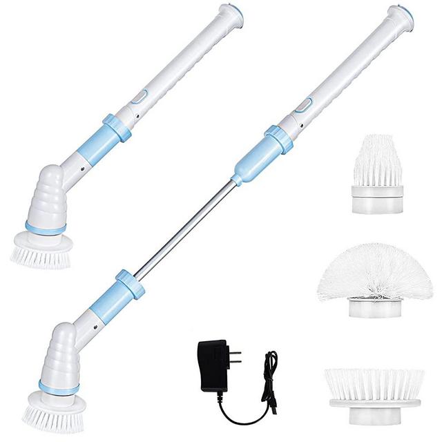 Spin Scrubber, 360 Cordless Tub and Tile Scrubber,Multi-Purpose Power Surface Cleaner with 3 Replaceable Cleaning Scrubber Brush Heads, 1 Extension Arm and Adapter for Bathroom, Tub, Tile, Wall