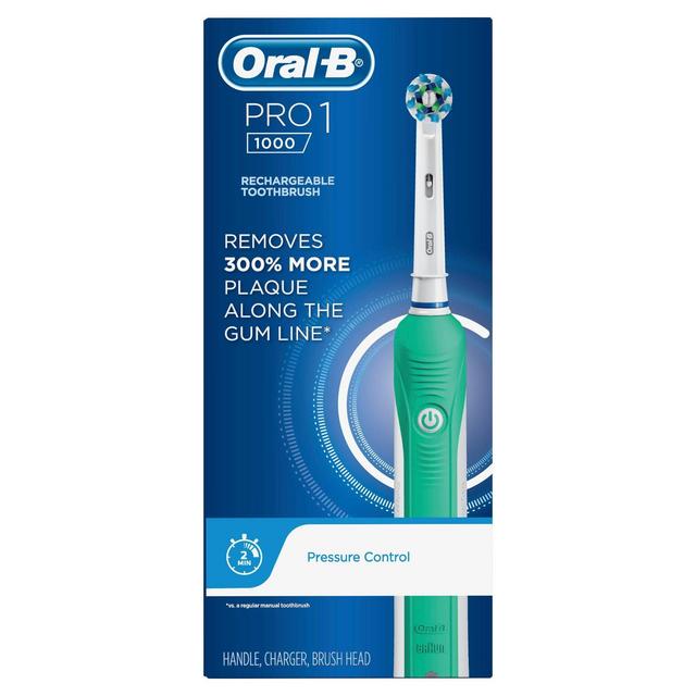 Oral-B Pro 1000 Crossaction Electric Toothbrush Green Powered by Braun