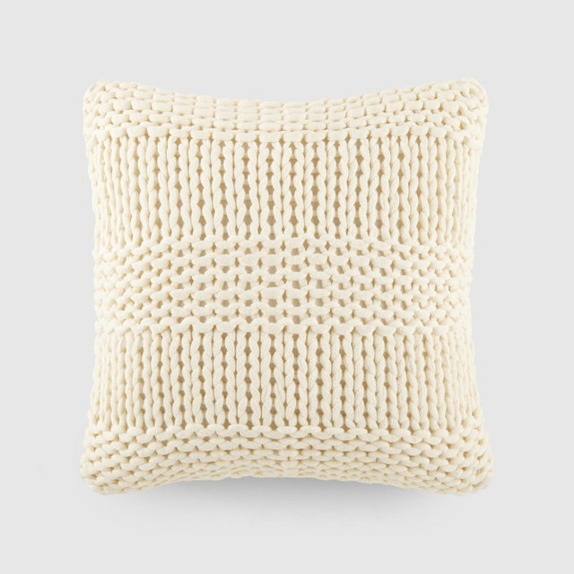 Cozy Chunky Knit Throw Pillow Cover And Pillow Insert - Becky Cameron, Ivory, One Size