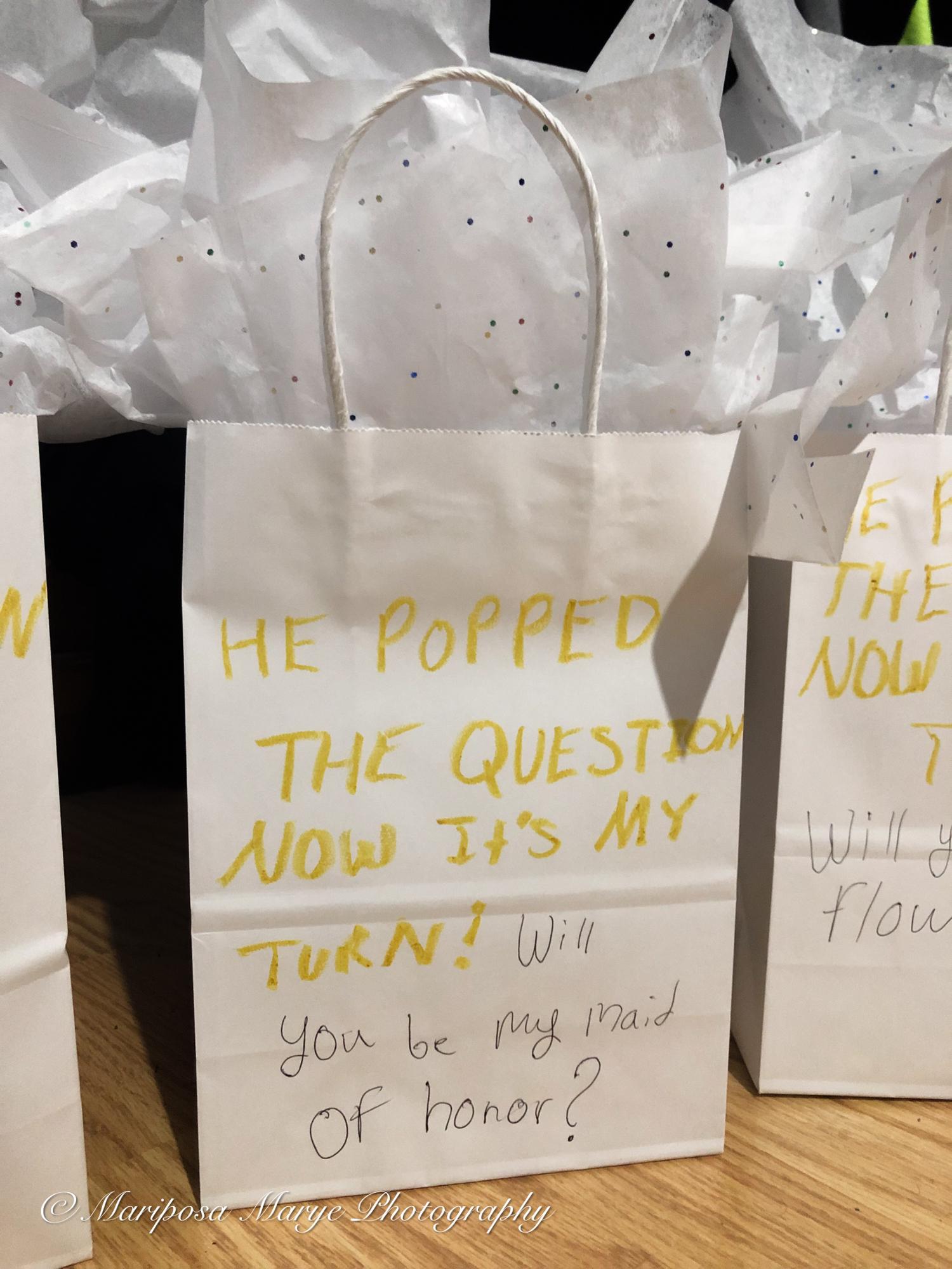 This is how the bride asked her bridesmaids and maid of honor.