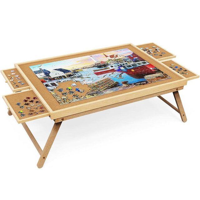 Puzzle Table 2000 Pieces,Jigsaw Puzzle Table with Drawers,41.3"x 29.5"Portable Puzzle Tables for Adults and Teens with Folding Legs