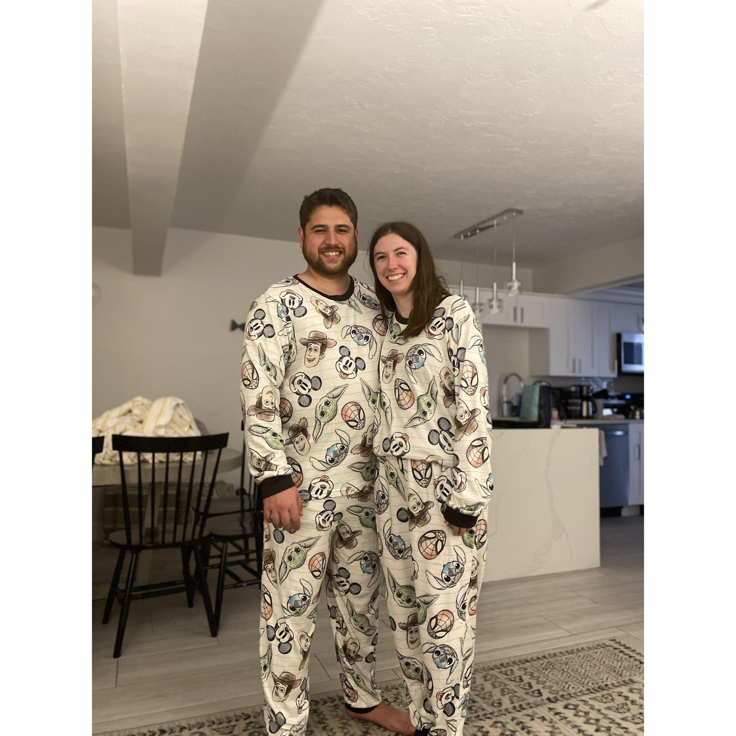 Matching Disney pajamas, not pictured was all of the trips to multiple targets looking for these and the matching blanket