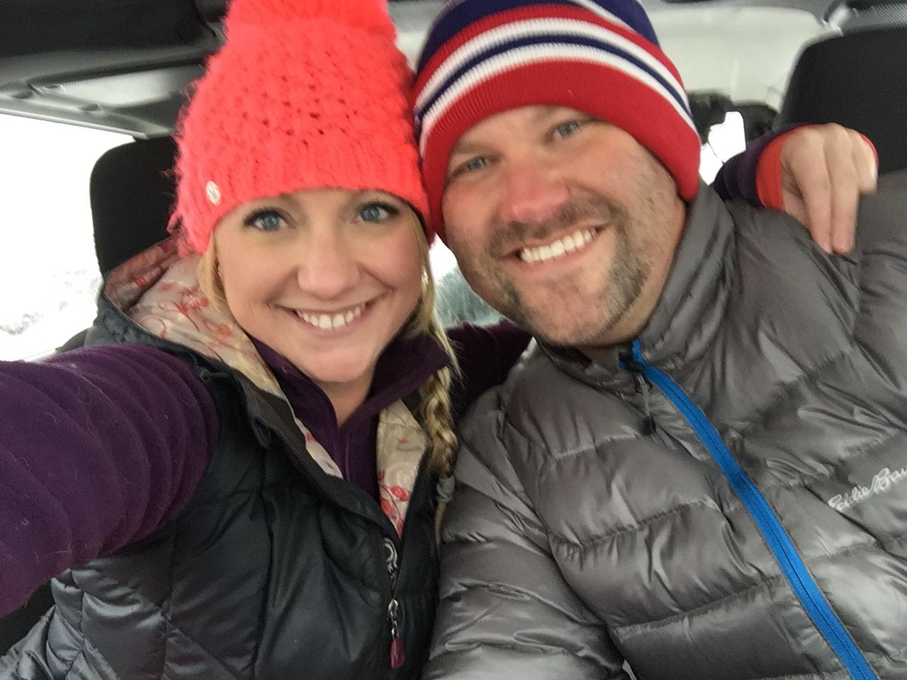 At the top of Berthoud Pass in a blizzard. Love kept us warm (awwwwwww.........)