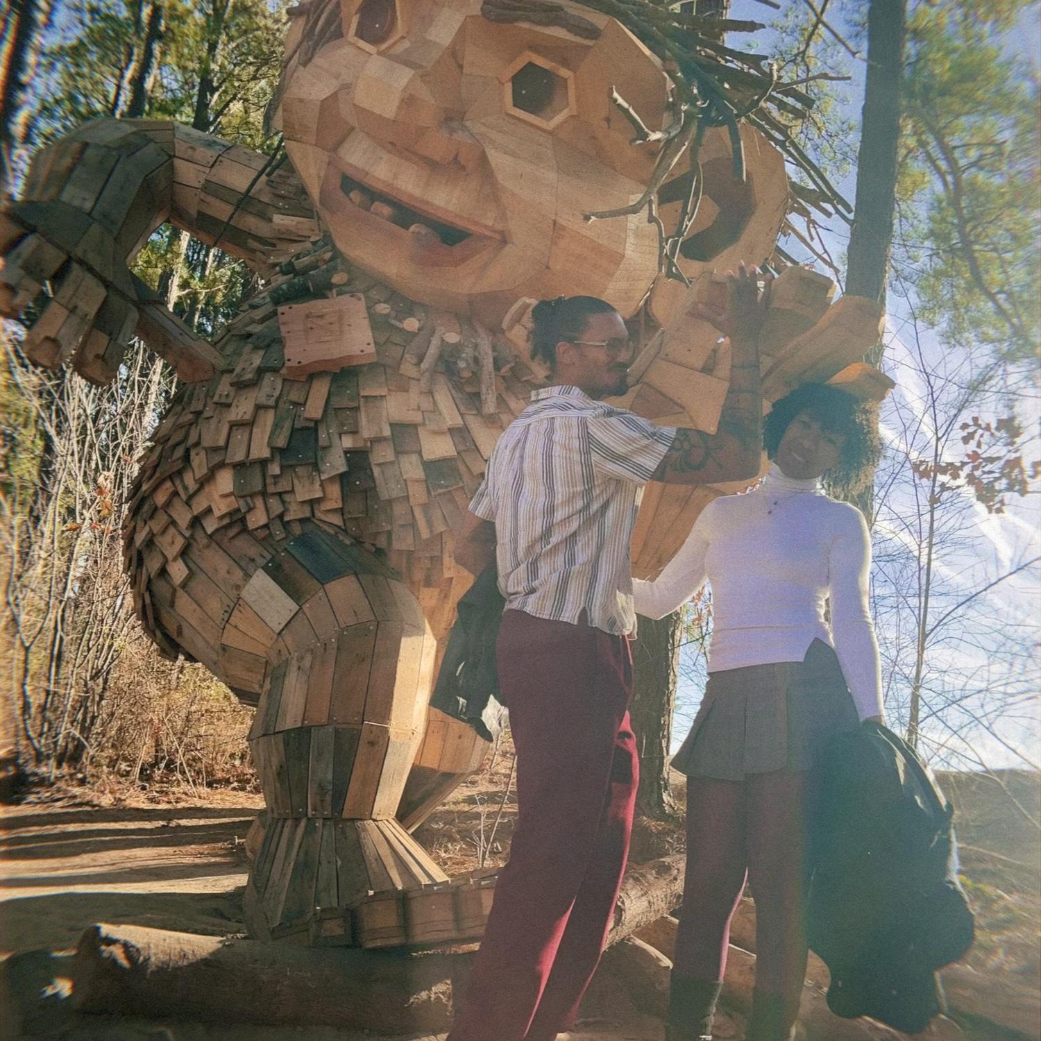 Zeph mightily protecting Na’eema from the giant troll during our sight seeing tour around NC.