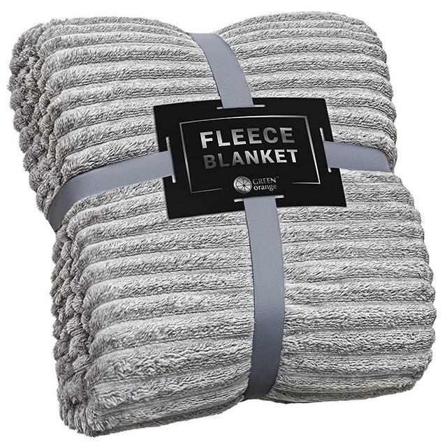 GREEN ORANGE Fleece Blanket King Size – 108x90, Lightweight – Grey Melange – Soft, Plush, Fluffy, Warm, Cozy – Perfect for Bed, Sofa