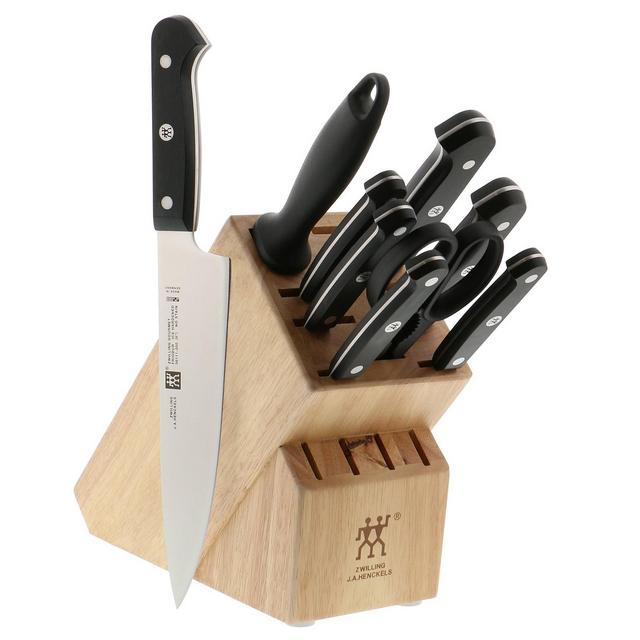 McCook Mc21g Knife Sets,15 Pieces Golden Titanium Kitchen Knife Block Sets with Built-in Sharpener, Size: 8