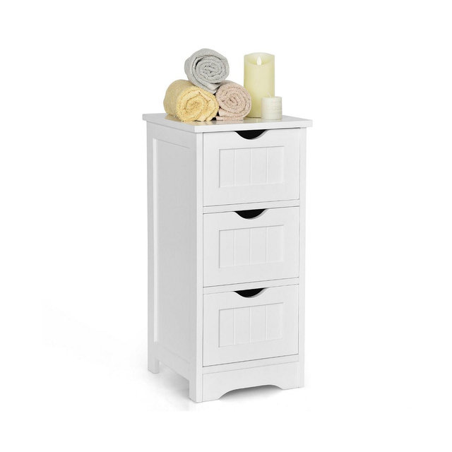 Costway Floor Storage Cabinet Bathroom Organizer Free Standing 3 Drawers