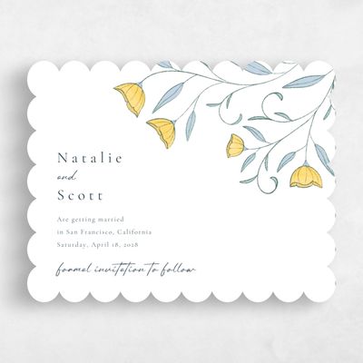 White Scalloped Wedding Save the Date - Sinfonia Landscape