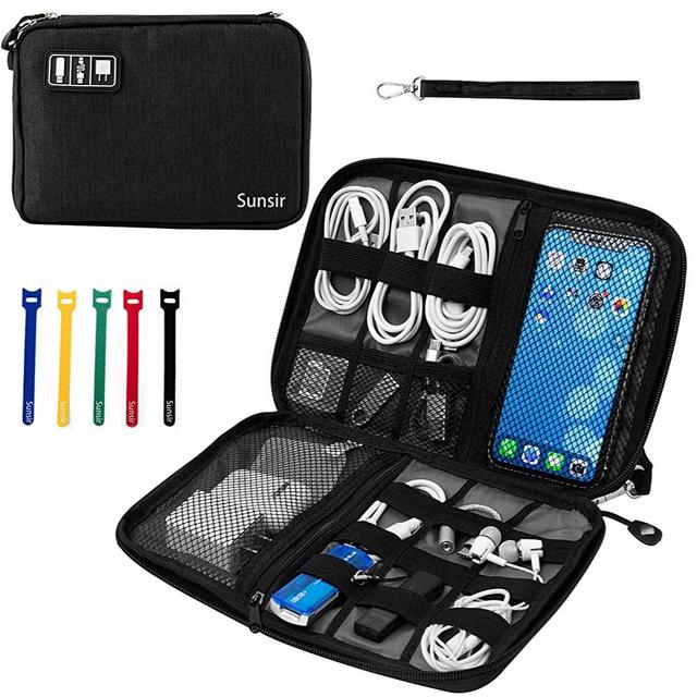 Travel Cable Organizer Bag Waterproof Portable Electronic Organizer for USB Cable Cord Phone Charger Headset Wire SD Card,5pcs Cable Ties