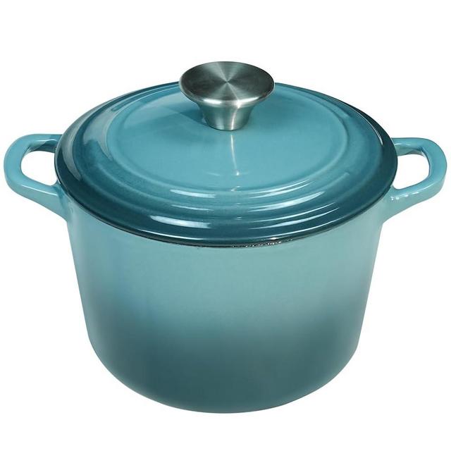 Flavehc Dutch Oven Pot with Lid 2.8 qt Cast Iron Dutch Oven for Bread Baking Slateblue Enameled Cast Iron Rice Pot with Handels