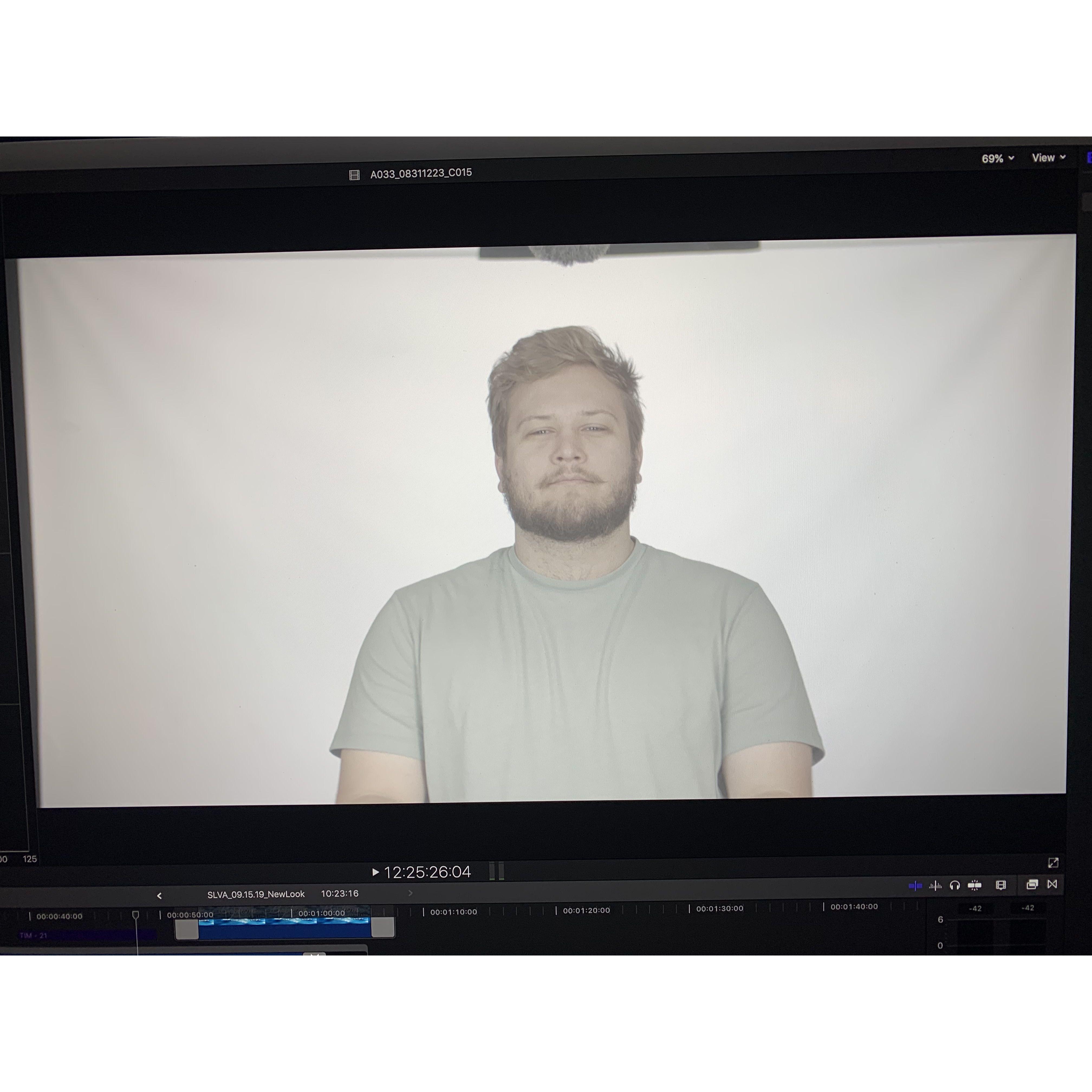 Me recording Zach doing our church's weekly video announcements in our video studio when we first started hanging out