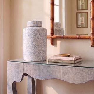 Tall Decorative Ceramic Ginger Jar with Lid
