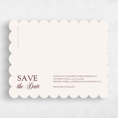Beige Scalloped Wedding Save the Date - Soave Landscape