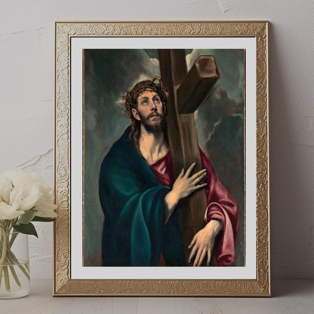 El Greco, Christ Carrying the Cross, Cristo Portacroce, Christ Crucified, Traditional Catholic Gifts for Retirement, Home Wall Decor