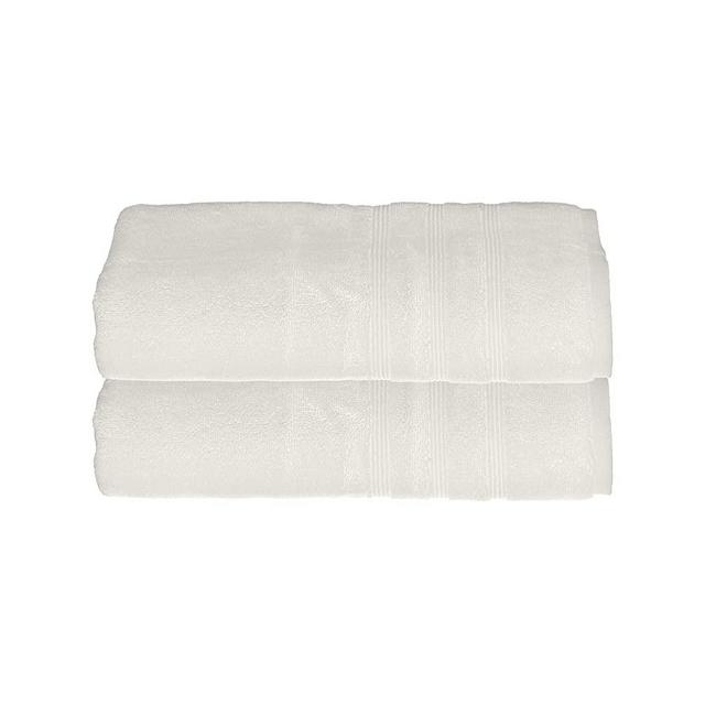 Mosobam 700 GSM Hotel Luxury Bamboo-Cotton, Bath Towels 30X58, White, Set of 2, Oversized Turkish Towels