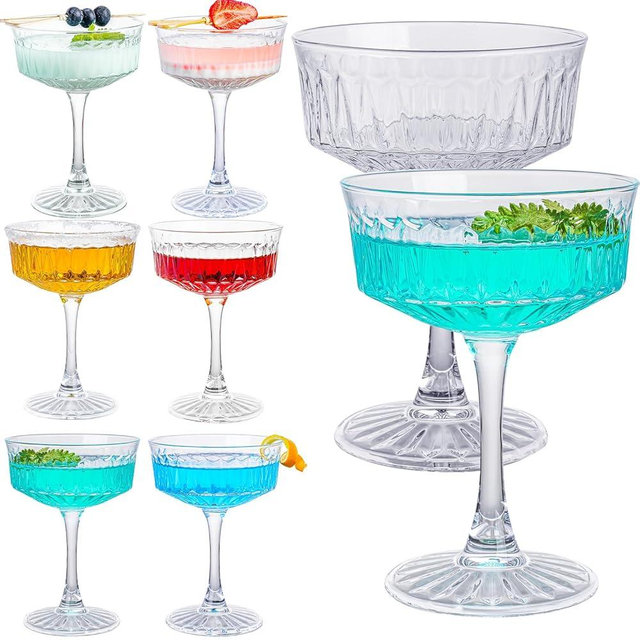 Wookgreat Crystal Coupe Glasses Set of 6, 6.8oz Cocktail Glasses, Champagne Coupe, Martini, Perfect For Parties, Gifts, Aniversary