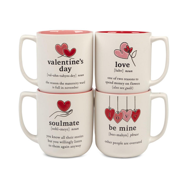 Certified International Valentine's Day Mugs, Set of 4