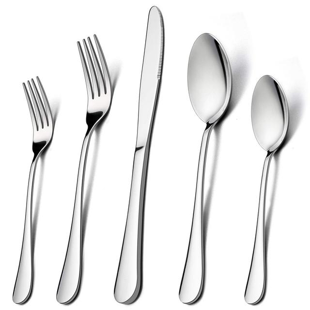60-Piece Silverware Flatware Set for 12, LIANYU Stainless Steel Cutlery Eating Utensils Set, Kitchen Restaurant Party Tableware, Mirror Finished, Dishwasher Safe