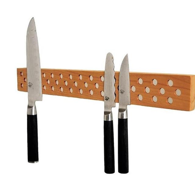 Magnetic Wooden Knife Bar Holder Strip, Cherry or Walnut, 12, 16, 20, or 24 Inch (12 Inch, Cherry)