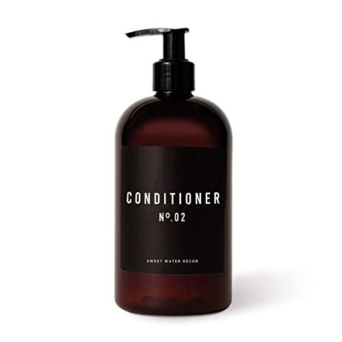 Sweet Water Decor Amber Plastic Refillable Soap Dispensers | Farmhouse Bathroom Bottles | 16 oz Refill Apothecary Bottle (Conditioner)