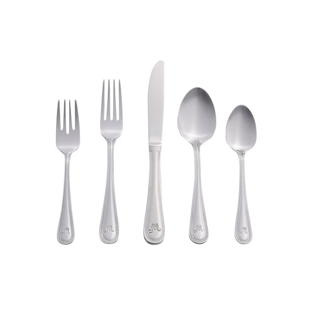 Riverridge Beaded 46 Piece Monogrammed Flatware Set - M, Service for 8