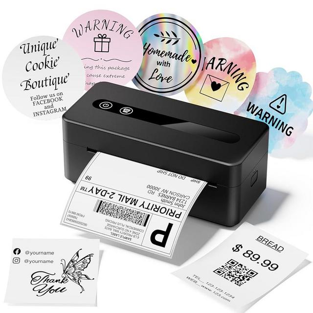 Bluetooth Shipping Label Printer 4X6 Upgraded, 2025 New Version Thermal Label Printer for Small Business and Shipping Package, Support iOS, Android, Windows, Mac, Compatible with Amazon, Shopify, USPS