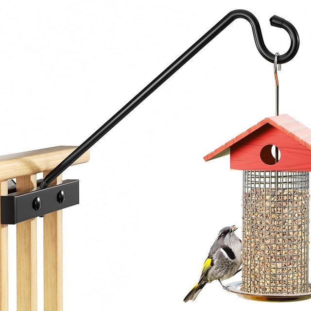 Josmimic 12-Inch Deck Bird Feeder Hanger for Railing, Outdoor Decor Plant Hanger, Balcony Railing Hook - 22LB Capacity - for Hanging Plants, Bird Feeders, Lanterns, Wind Chimes