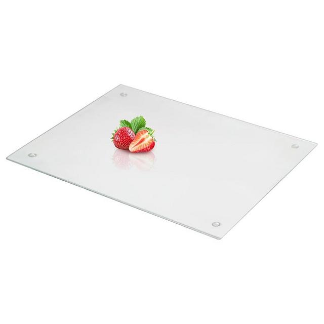 VSAR House Tempered Glass Cutting Board, 16"x 12" Clear Glass Cutting Board for Kitchen Countertop, Glass Board with Non Anti-Slip Feet, Scratch Resistant, Heat and Shatter Resistant, Easy to Clean