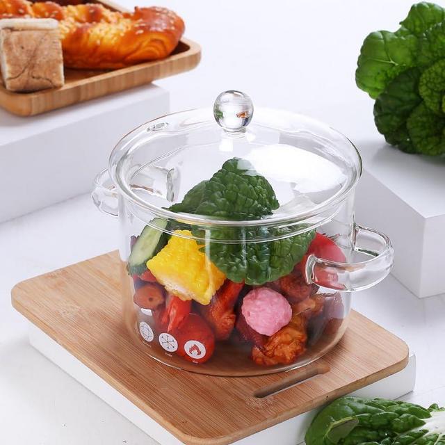 Glazzit Glass Cooking Pot - 1.5L/50oz Glass Saucepan with Cover - Heat-Resistant Clear Glass Stovetop Pot and Pan with Lid for Pasta Soup, Baby Food, Tea and Salad - Glass Simmer Pot and clear pot