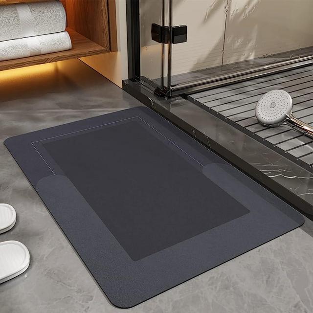 DEXI Bathroom Rug Bath Mat, Water Absorbent and Non-Slip Bathroom Mat, Washable Quick Dry Bath Mats for Bathroom Floor, Sink, Bathtub, Shower Room, 16"x24", Dark Grey