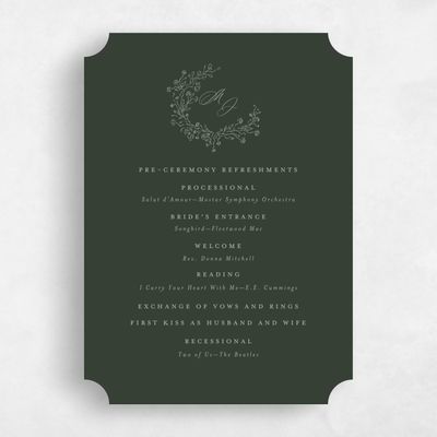 Green Ticket Wedding Program - Sequoia