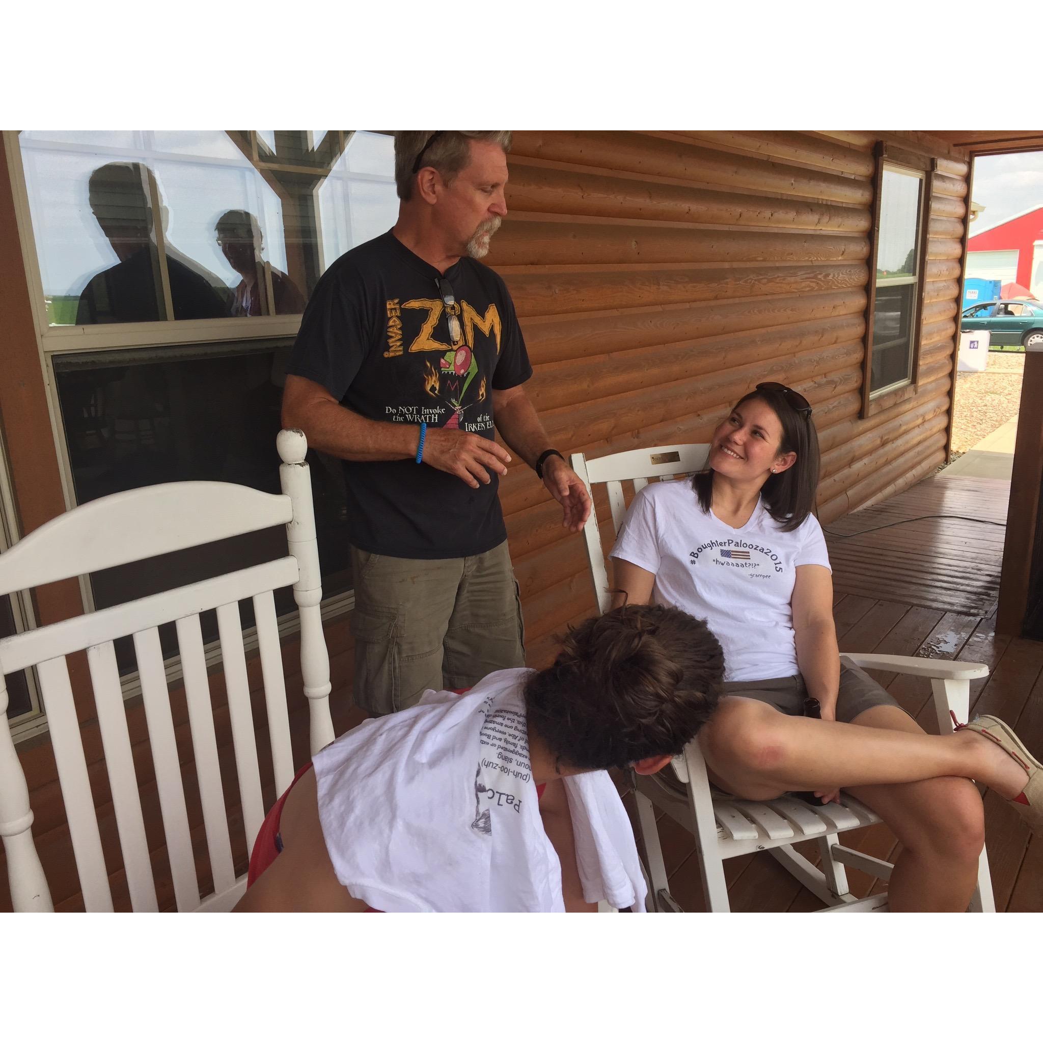When Katie first met Paige's extended family.... Katie giving Uncle Zim a smart ass answer