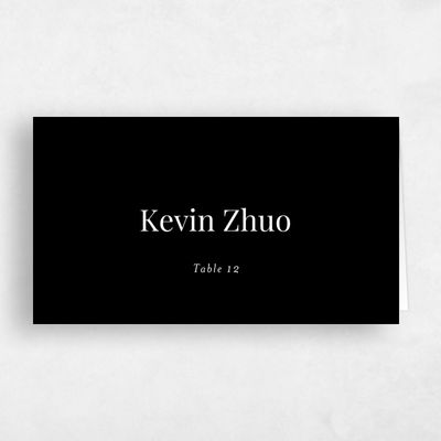 Black Typography Wedding Place Card - Brunswick