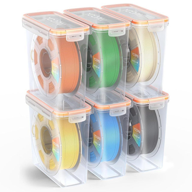 YOOPAI Pro Filament Storage Box – Single Spool Airtight Filament Storage Container for Protection with Desiccants, Precision Moisture Control and Dust Proof for 3D Printing Filament (6 Pack)