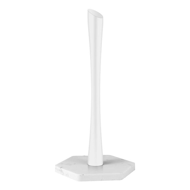 Welisya Marble Paper Towel Holder White Countertop, Kitchen& Bathroom Standing Paper Towel Roll Holders with Marble Base for Standard or Jumbo-Sized Rolls Brushed White…