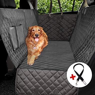 Vailge 100% Waterproof Dog Car Seat Covers, Dog Seat Cover with Side Flaps, Pet Seat Cover for Back Seat - Black, Hammock Convertible