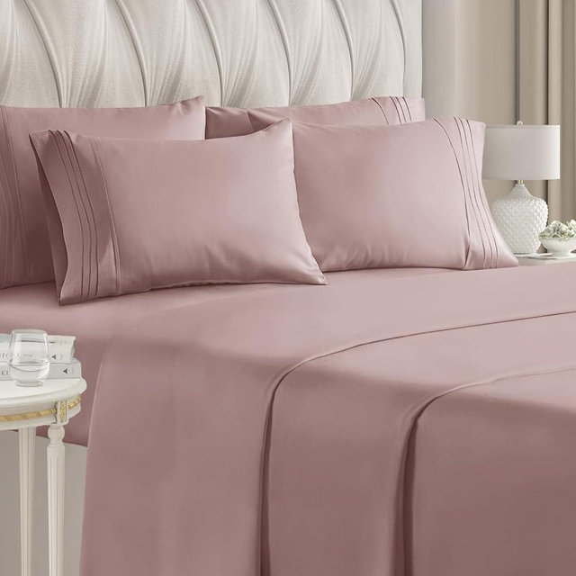 Queen 6 Piece Sheet Set - Breathable & Cooling Bed Sheets - Hotel Luxury Bed Sheets for Women, Men, Kids & Teens - Comfy Bedding w/ Deep Pockets & Easy Fit - Soft & Wrinkle Free - Queen Mauve Sheets