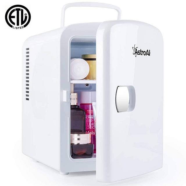 AstroAI Mini Fridge 4 Liter/6 Can AC/DC Portable Thermoelectric Cooler and Warmer for Skincare, Breast Milk, Foods, Medications, Bedroom and Travel (White)