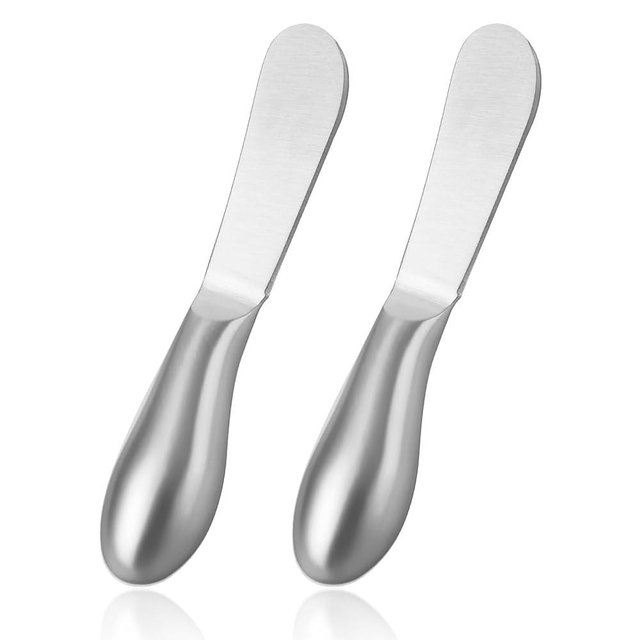 Dimeho 2 Pcs Butter Knife Little Cheese Spreader Knives Stainless Steel Spreader Knife Set Cocktail Knives for Condiments Cheese Charcuterie Board Jam Pastry making and Other Kitchen Daily