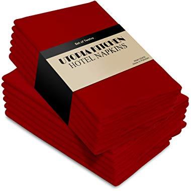 Utopia Kitchen Cloth Napkins, 12 Pack (18 x 18 Inches), Red Dinner Napkins