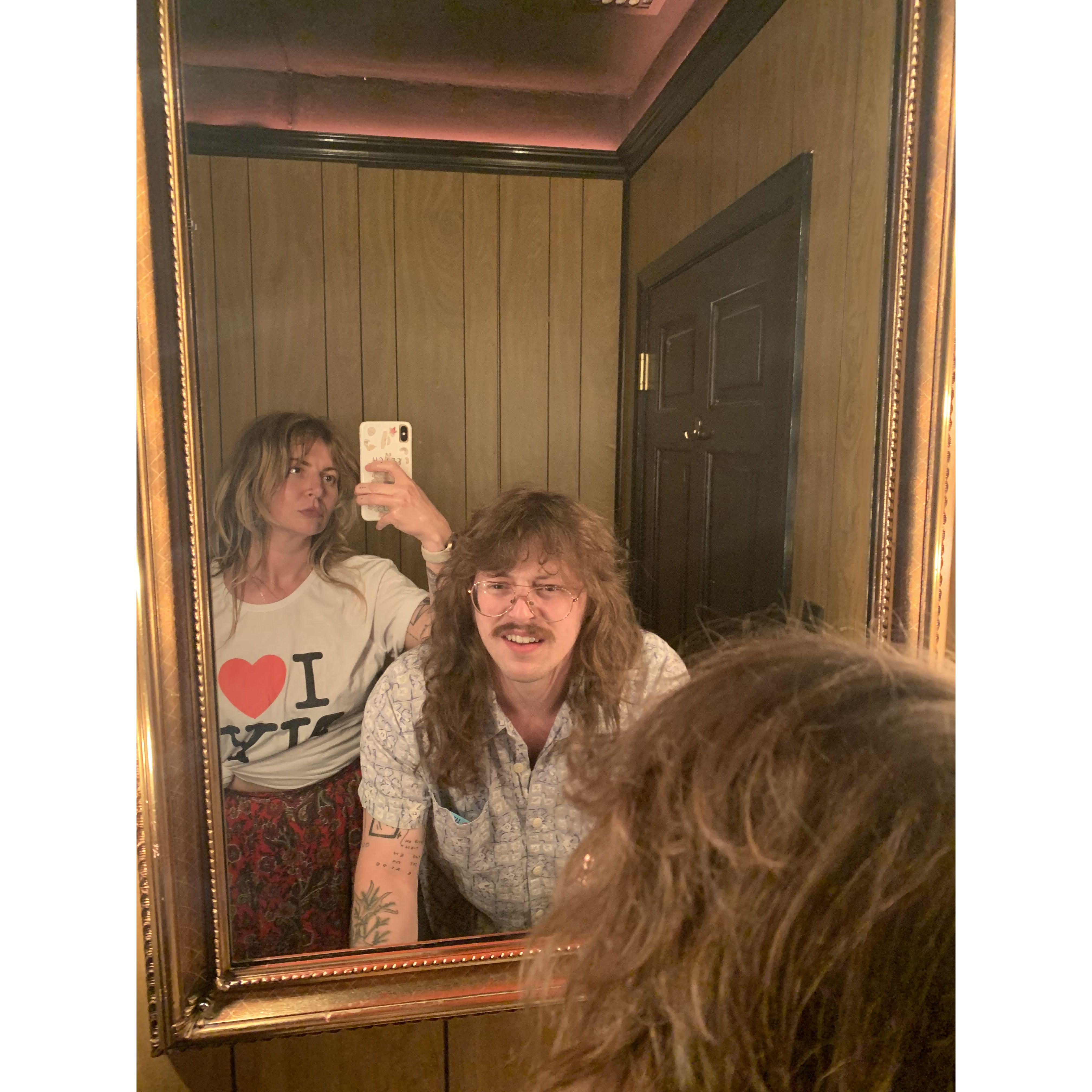 We said "I love you" right before Dana took this picture! lol, jk. Wade snuck into the bathroom with me at Best Intentions - best lit bathroom in Chicago.