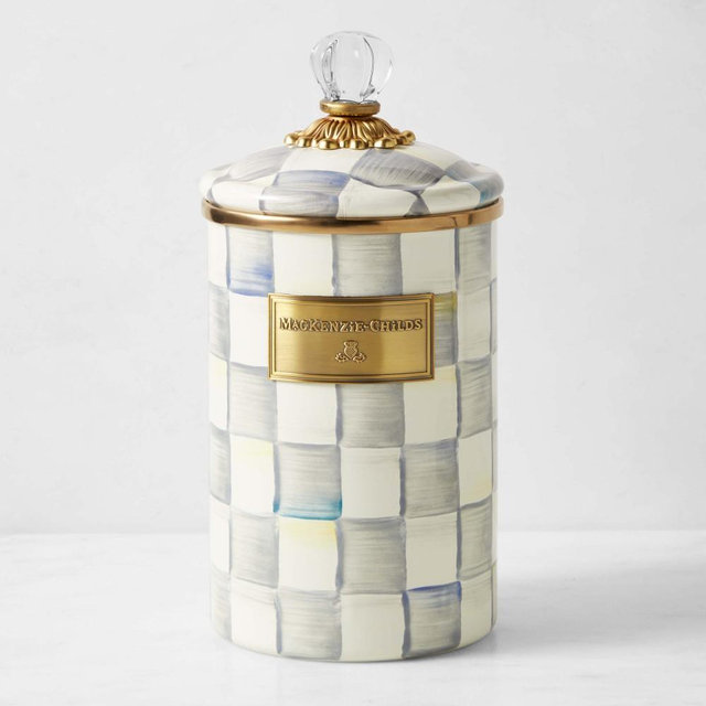 Mackenzie Childs Sterling Check Canister, Medium