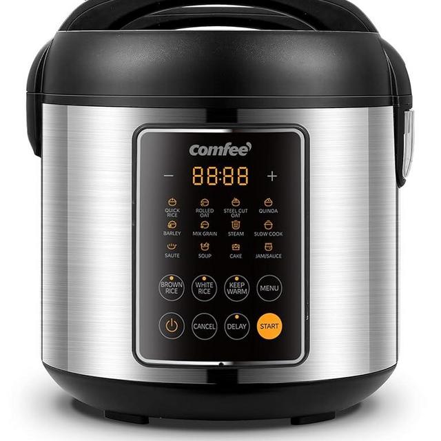 COMFEE' Rice Cooker, 14-in-1 Stainless Steel Multi Cooker, Slow Cooker, Steamer, Sauté, and Warmer, 5.3 QT, 20 Cups Cooked (10 Cups Uncooked), Brown Rice, Quinoa and Oatmeal