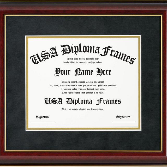 Glossy Cherry Mahogany with Gold Trim Diploma Frame (ONLY fits 11x14 documents or certificates)