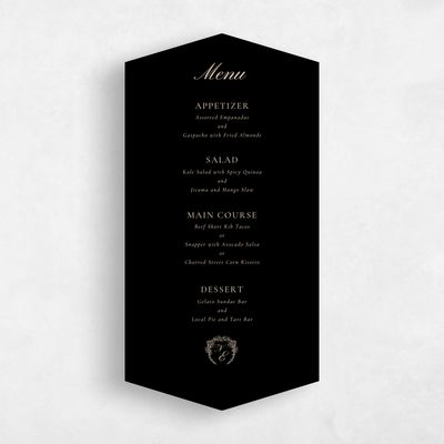 Black Diamond Wedding Menu - Pasquo